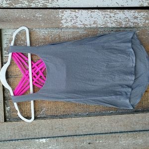 Lululemon gray & bright pink athletic workout running tank top sz 2